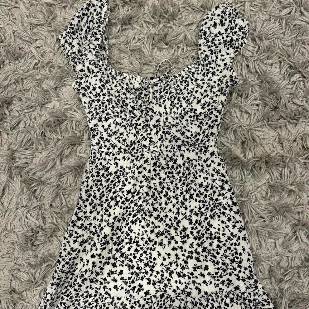 Bershka white and black floral dress size small
